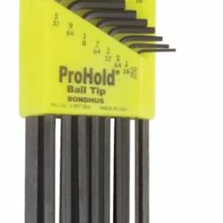 Deals 🛒 BONDHUS ProHold 13-Piece Ball End L-Wrench Hex Key Set - English, 0.05 - 3/8 In, Protanium Steel, Yellow, Set Of 13 ✔️