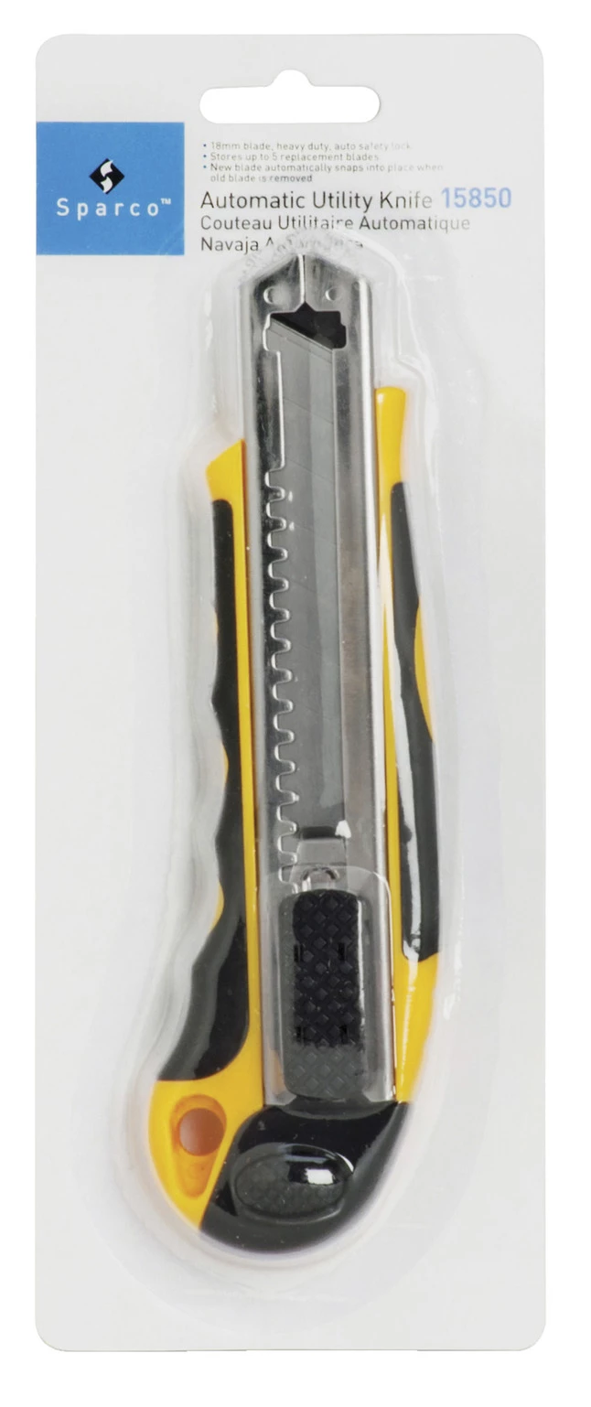 Wholesale π₯° Sparco Automatic Heavy Duty Utility Knife, Anti-Slip Grip, ABS Plastic Handle, Yellow/Black π§¨