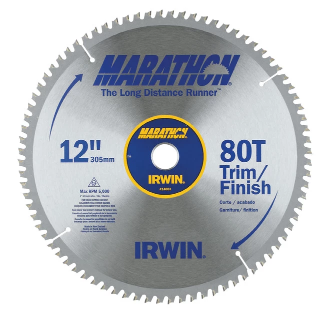 Budget π Irwin Finish/Trim Carbide Saw Blade - Carded, 12 In, 1 In Arbor, 72 Tpi π
