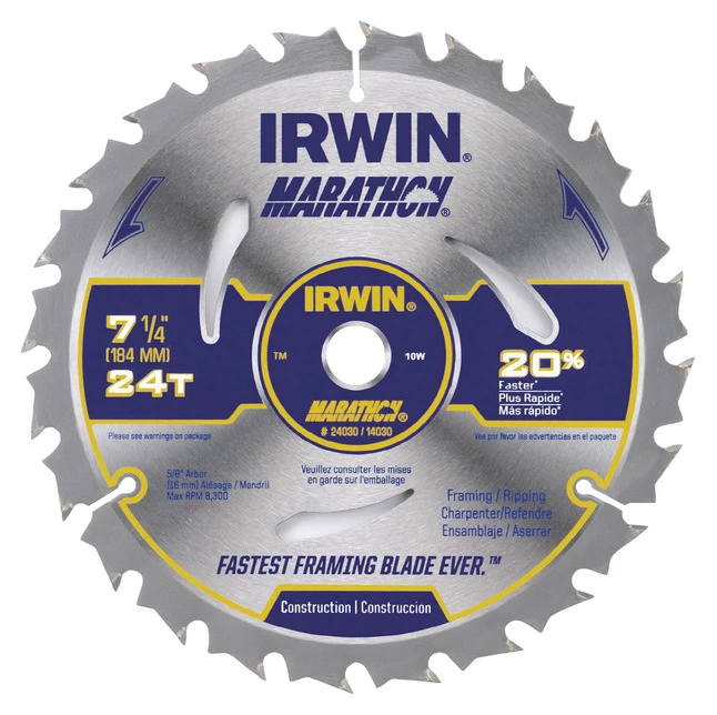Hot Sale π₯° Irwin Ripping/Framing Carbide Saw Blade - Carded, 6-1/2 In, 5/8 In Arbor, 18 Tpi π