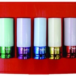 Promo 🤩 Astro 5-Piece Impact Socket Set For Chrome Protective Plastic Sleeves And Shallow Broach, Anodized Aluminum, Set Of 5 🤩