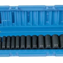Brand new 🌟 Grey Pneumatic 12-Piece Deep Length Socket Set - Fraction, 3/8 In, Set Of 12 🧨