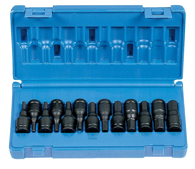 Flash Sale โค๏ธ Grey Pneumatic 13-Piece Hex Driver Socket Set - Fraction/Metric, 3/8 In, Set Of 13 ๐