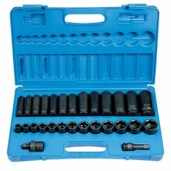 Cheap ✨ Grey Pneumatic 28-Piece Deep Length Socket Set - Fraction, 1/2 In, Set Of 28 👏