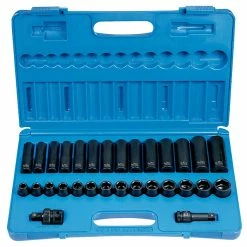 Deals 😉 Grey Pneumatic 30-Piece Deep Length Socket Set - Metric, 1/2 In, Set Of 30 🛒